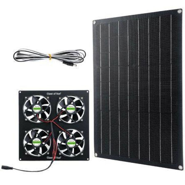 Solar Panel Exhaust Fan 30w Waterproof 4 Ventilators 4m Cable And Switch For Attic Chicken Greenhouse Shed Roof Houses RV