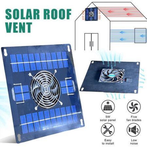 Solar Panel Fans Kit 5W Fan Ventilator Fan For Chicken Coops Greenhouse Pet House Car