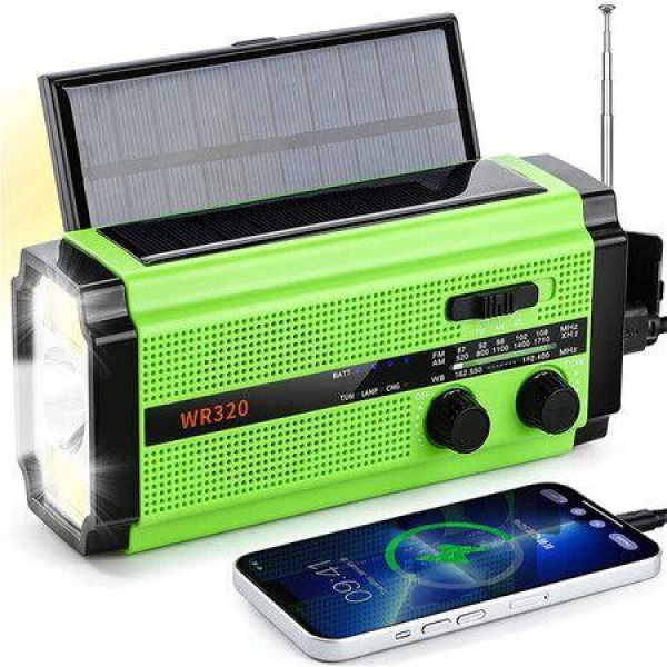 Solar Panels Emergency Hand Crank Radio AM FM NOAA Weather Alert Survival Radio With Super Bright Flashlight Phone Charger