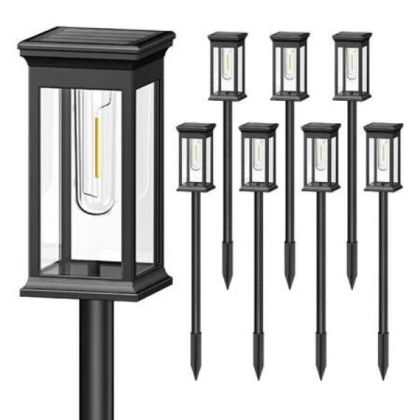 Solar Pathway Garden Lights 8PCS Waterproof Upgraded Bright Auto On Off Yard Landscape Lawn Patio Walkway Illumination