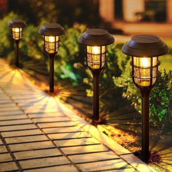 Solar Pathway Lights Outdoor 2 Pack Bright Outdoor Solar Lights IP65 Waterproof Solar Garden Lights Auto On/Off.