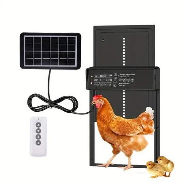 Solar Power Motorised Chicken Coop Door Automatic Pet Door Opener Battery Timer Controlled Poultry Security