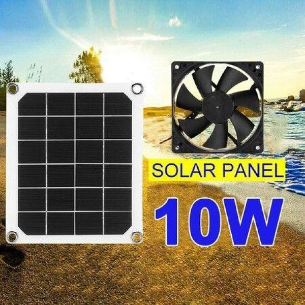 Solar Powered Fan Mini Ventilator 10W 12V Solar Exhaust Fan For RVs Greenhouses Pet Houses Chicken House
