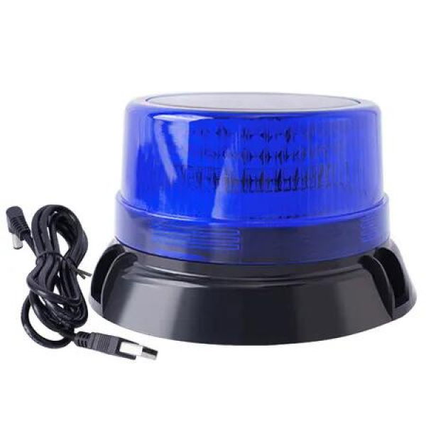 Solar Powered LED Strobe Lights Wireless Waterproof Blue Beacon Portable Rotating Warning Lights for Vehicles Tow Trucks School Buses