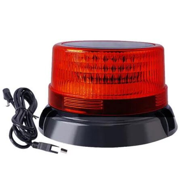 Solar Powered LED Strobe Lights Wireless Waterproof Red Beacon Portable Rotating Warning Lights for Vehicles Tow Trucks School Buses