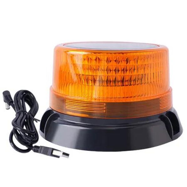 Solar Powered LED Strobe Lights Wireless Waterproof Yellow Beacon Portable Rotating Warning Lights for Vehicles Tow Trucks School Buses