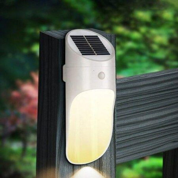 Solar Powered Motion Sensor LED Lights for Walls 15 Integrated LEDs, Wireless Waterproof Outdoor Lights( Warm Light-White)