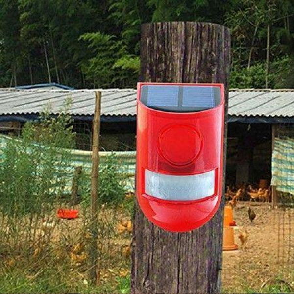 Solar Powered Sound Alarm Strobe Light For Home FarmShopGardenVilla