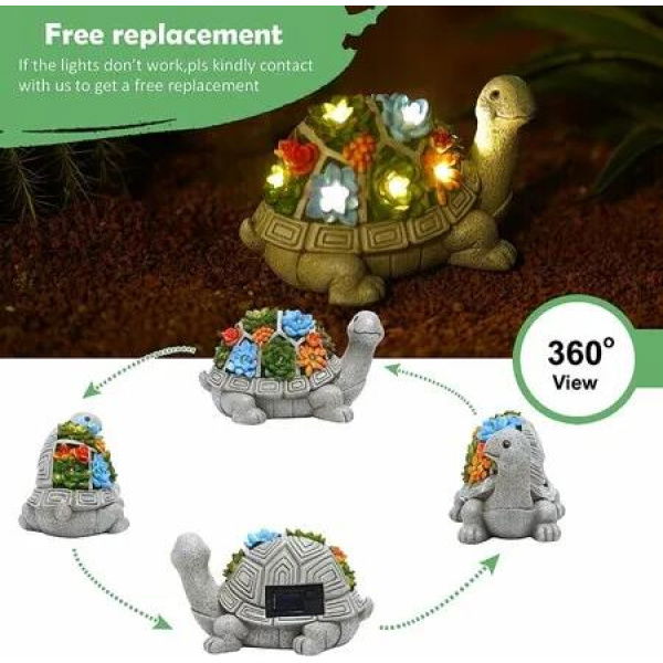 Solar-Powered Turtle Statue with 7 LED Lights: Illuminate Your Garden with Charm and Greenery