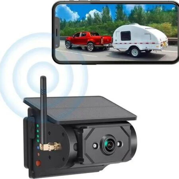 Solar-Powered Wireless Backup Camera with Smart Human Vehicle Detection,WiFi Connectivity,Cordless Magnetic Mount Rear View Camera for Truck,Trailer