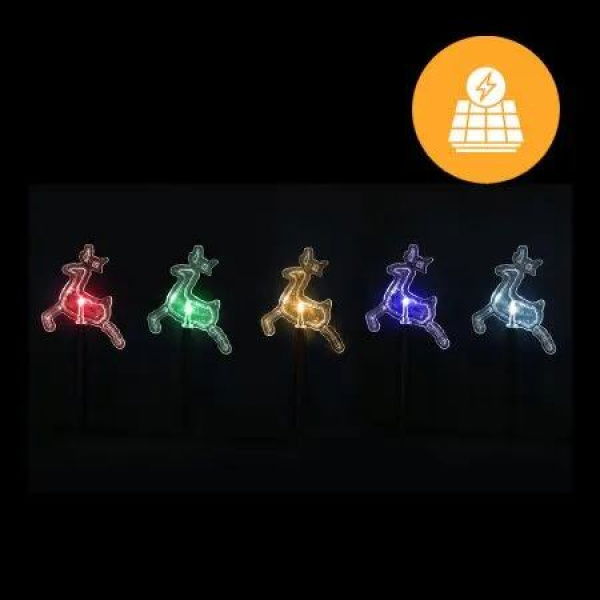 Solar Reindeer Path Lights -5 Pack, 37cm available in 2 Colors - Cool White