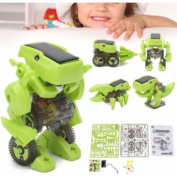 Solar Robot Building Kit Green Assembled Plastic Educational Children Technology Model Toy