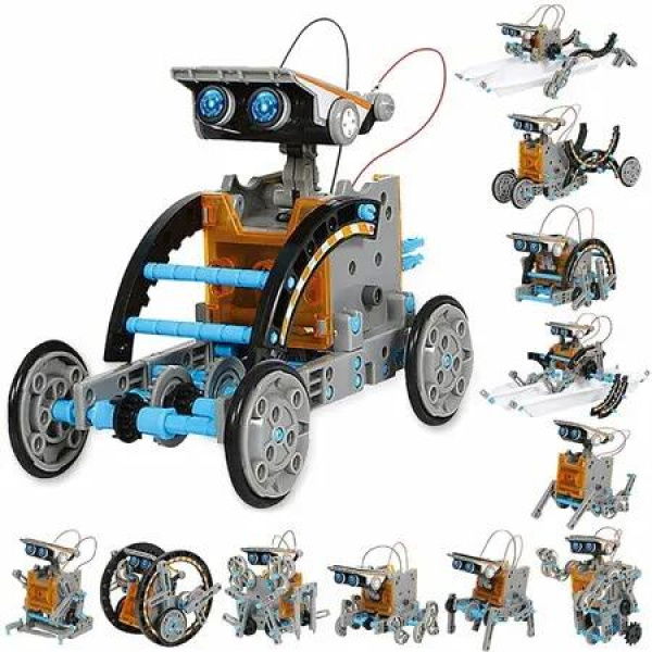 Solar Robot Toy STEM 12In1 Education DIY Building Learning Kit Science Experiment 190 Pieces Kids Ages 8-10 Sun Energy Powered