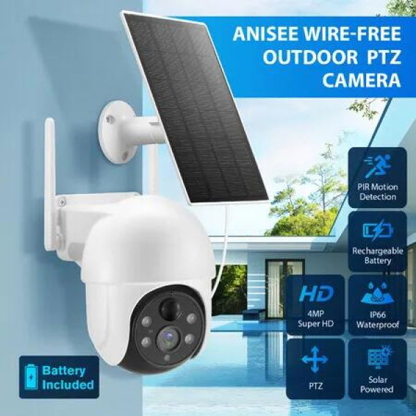 Solar Security Camera Home Wireless Surveillance CCTV Outdoor Home System WiFi 4MP PTZ Remote 2 Way Audio Colour Night Vision