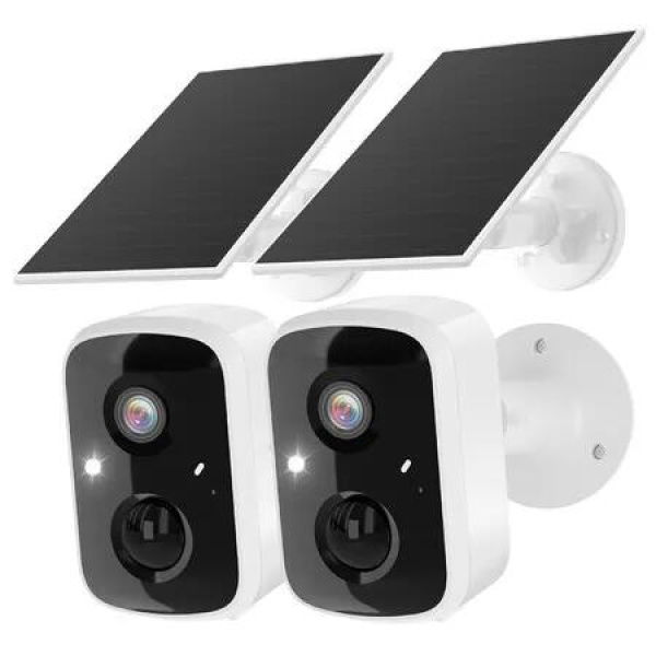 Solar Security Cameras Wireless Outdoor,Battery Powered 3K 4MP Surveillance Indoor WiFi Smart Cameras for Home Security Outside,Motion Detection, Waterproof,Color Night Vision,2 Way Audio (2Pack)