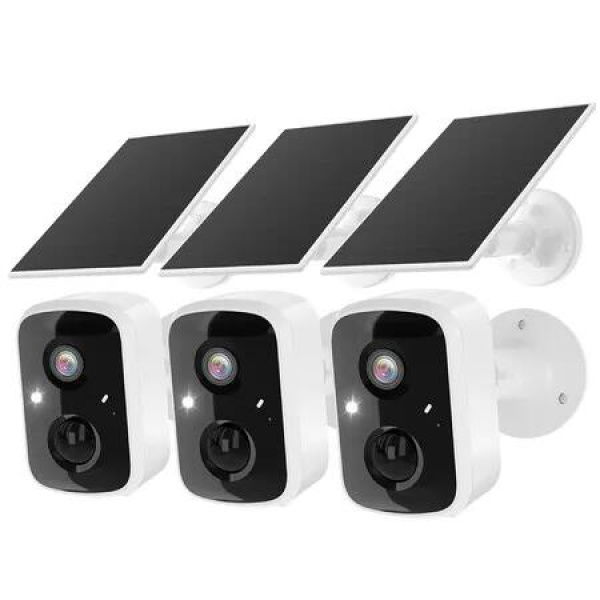 Solar Security Cameras Wireless Outdoor,Battery Powered 3K 4MP Surveillance Indoor WiFi Smart Cameras for Home Security Outside,Motion Detection, Waterproof,Color Night Vision,2 Way Audio (3Pack)