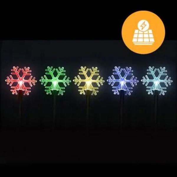 Solar Snowflake Path Lights -5 Pack, 35cm available in 2 Colors - Cool White