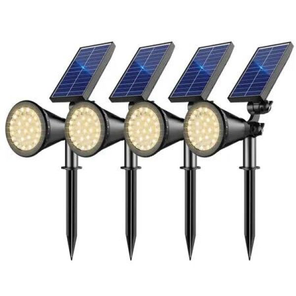Solar Spot Lights Outdoor,36 LEDs Solar Landscape Lighting with 2200mAh,Outdoor Lights Auto On/Off 2-in-1 Wall or Ground Solar Powered 4 Pack (Warm White)
