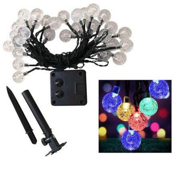 Solar String Lights Outdoor Waterproof,8 Mode 7M/24Ft 50led Cracked Crystal Ball Outdoor Solar Powered String Lights,Solar Garden Lights (Multi-Color)