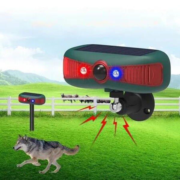 Solar Strobe Infrared Motion Sensor Alarm Detector 129db 13 Sounds LED Flashing Warning Light Dual Speaker Outdoor Security Alert Farm Yard