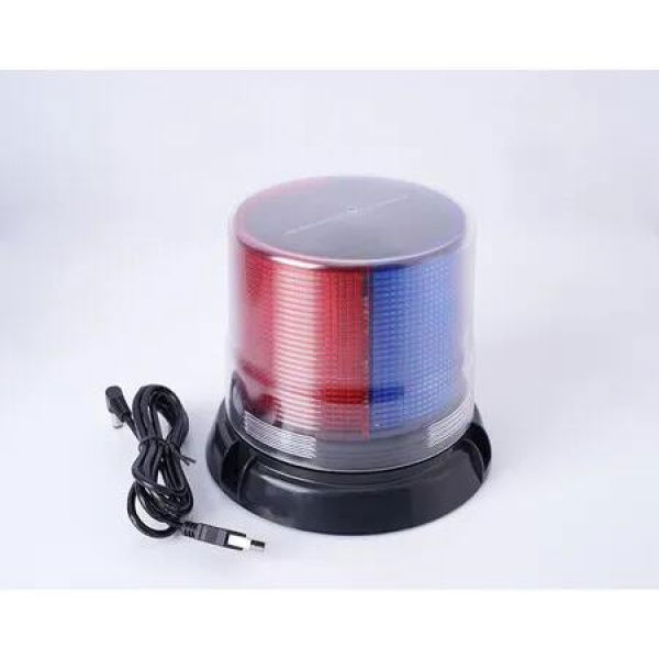 Solar Strobe Warning Light, Waterproof Cover Safety Flashing Light Magnetic Base Ceiling Strobe Light Navigation (Red+Blue)