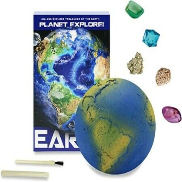 Solar System Earth 5 Gems Rock Mining Gemstone Digging Kit For Kids Planet Explore Mega Stone To Unearth