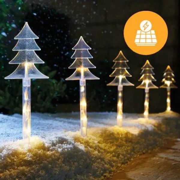 Solar Tree Shape Path Lights -5 Pack, 38cm available in 2 Colors - Warm White