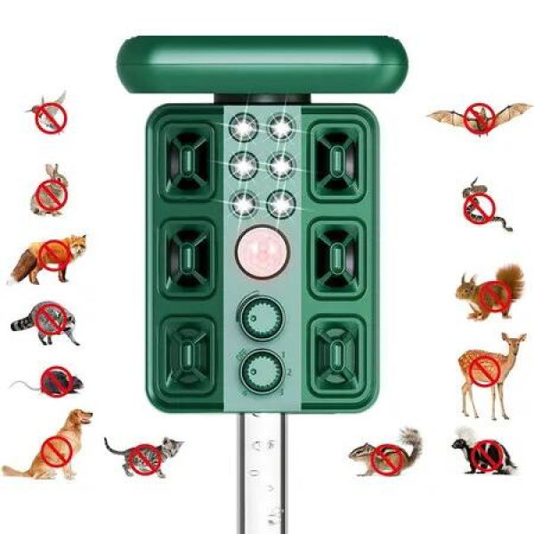 Solar Ultrasonic Animal Repellent Cat Repellent Outdoor Solar Animal Repeller with Motion Detection and LED Strobe Light