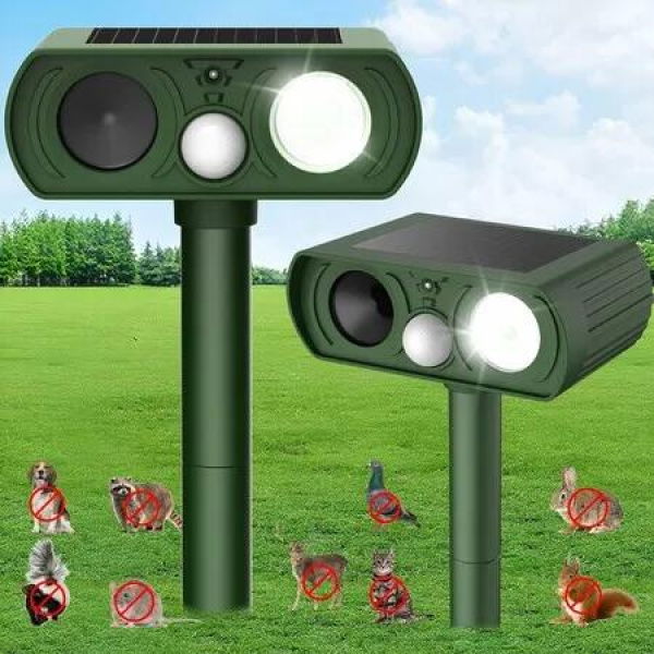 Solar Ultrasonic Animal Repellent,Cat Repellent Outdoor with Motion Detection Waterproof,Raccoon Squirrel Skunk Deer Rabbit Rodent Dog Deterrents 2Pack