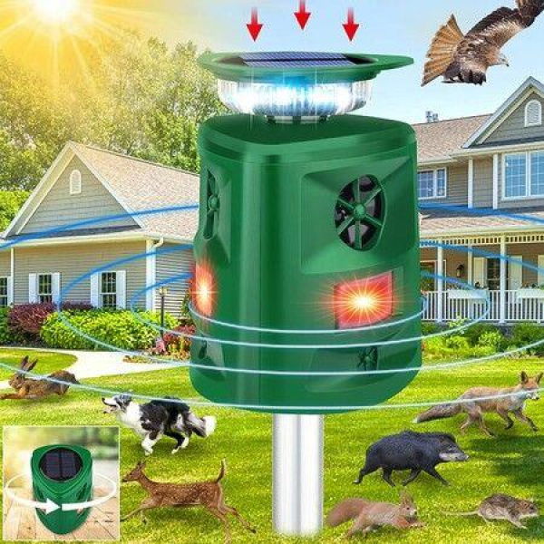 Solar Ultrasonic Animal Repeller 360 Degree Ultrasonic Repellent Outdoor