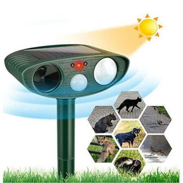 Solar Ultrasonic In Repellent Defender Rat Squirrel Deer Rabbit Dog Cat Waterproof With Motion Detector-Green