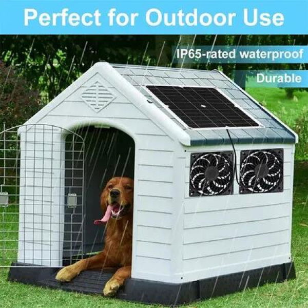 Solar Vent Fan for Pet Coop Chicken Cage Cat Dog House 20w 3200RPM Monocrystalline Cooling Protection Easy Install Eco-Friendly Eco Saving