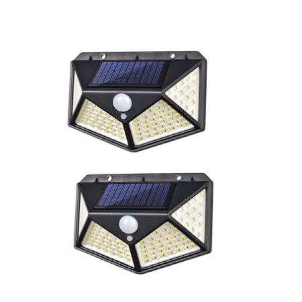 Solar Wall Light 100 LED Motion Sensor Solar Light for Garden - 2 Pack