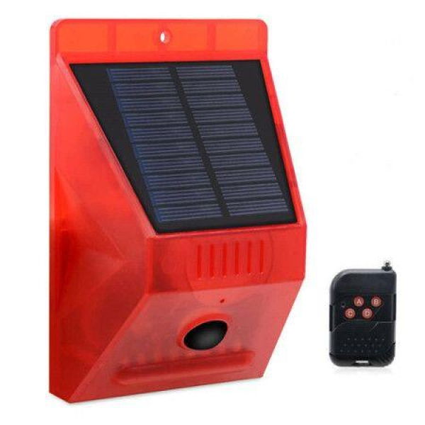 Solar Warning Light With Motion Detector Remote Control Waterproof 129db Sound Security Siren Light For Home Farm