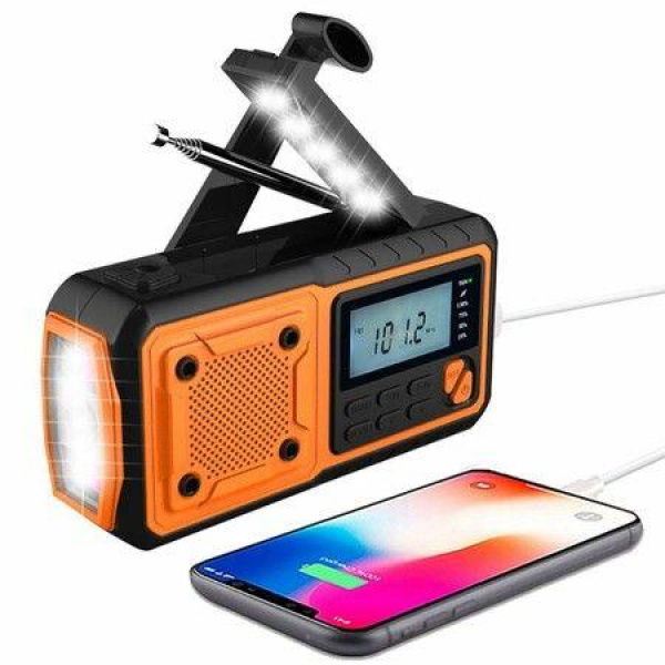 Solar Weather Radio Emergency Crank AM/FM/NOAA Hand Crank With LED Flashlights Reading Lamp Cell Phone Charger SOS Alarm For Outdoor Home Camping.