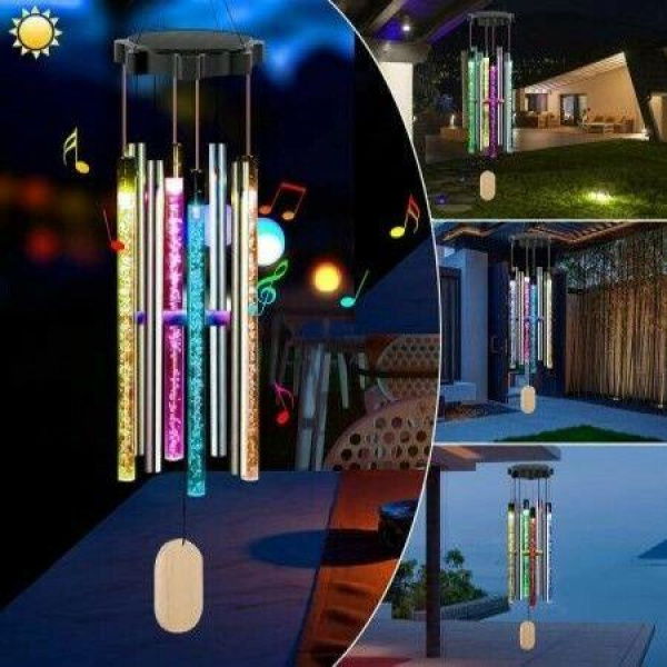 Solar Wind Chimes Changing Colors Waterproof LED Wind Chimes For Outside With 8 Tubes Solar Powered Memorial Wind Chimes With Lights Garden Patio Yard Home Decor