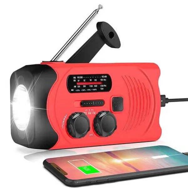 Solar/Wind Powered/Hand Crank AM/FM NOAA Emergency Radio,Power Bank with SOS Alarm for Outdoor Adventures and Emergencies