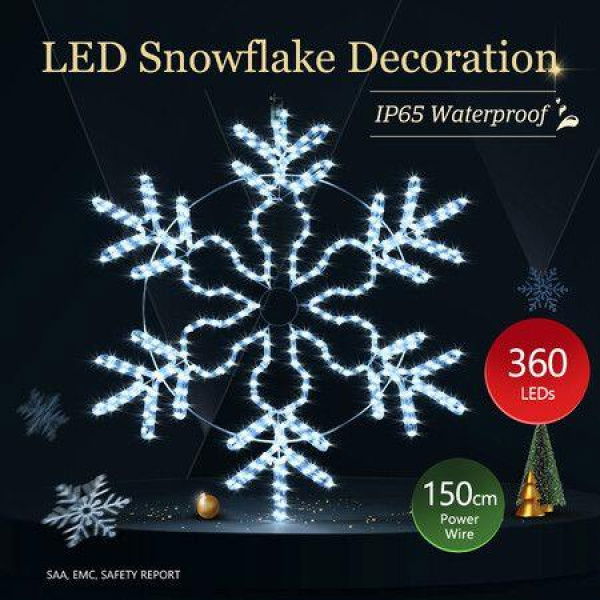 Solight Christmas LED Light Snowflake Strip Rope Xmas Decoration Holiday Ornament Outdoor Indoor IP65 80x75cm M Size