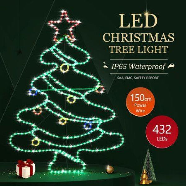 Solight Christmas Tree Light LED Strip Rope Xmas Decoration Holiday Ornament Outdoor Indoor IP65 125x88cm XL Size