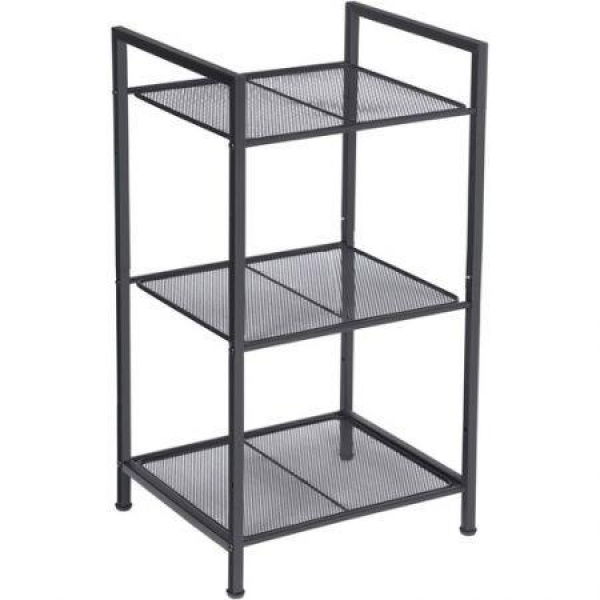 SONGMICS Bathroom Shelf 3-Tier Storage Rack With Adjustable Shelf Black