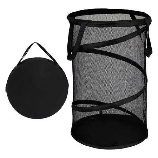 Space-Saving Large Collapsible Mesh Laundry Basket with Handles for Easy Storage and Organization