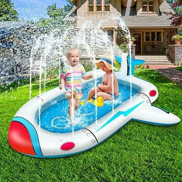 Spaceship Sprinkler Pool 3 In 1 Inflatable For KidsNon-Slip Water Play Mat Summer Fun Outdoor Water Play Toys