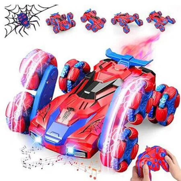 Spider Man Remote Control Car, 8WD RC Car Toys for Boys Ages 4-10 Kids Remote Control Stunt Car Toy Christmas Birthday Gifts