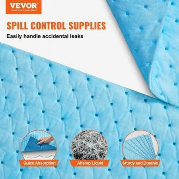 Spill Absorbent Pads Water Absorbing Mat Pad in Dispenser Box 6 Gal Capacity 15' L x19' W Polypropylene Absorbent Pad for Water 30 pcs per Box