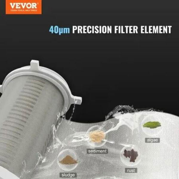 Spin Down Filter, 40 Micron Whole House Sediment Filter for Well Water, 3/4' G-F + 1' G-M, 4 T/H High Flow Rate, for Whole House Water Filtration Systems, Well Water Sediment Filter