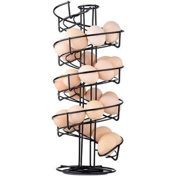 Spiral Design Metal Egg Skelter Dispenser Rack Storage Display Rack-Black