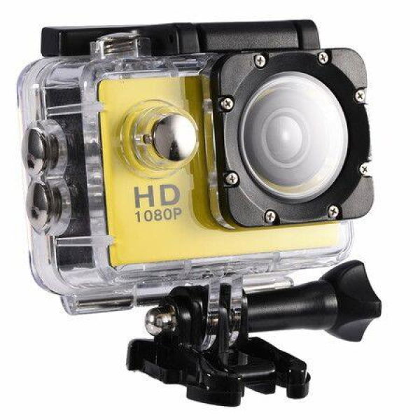 Sports Camera 1080P 12MP Full HD 2.0 Inch Sports Camera 30m/98ft Underwater Waterproof Camera With Installation Accessory Kit Color Yellow.