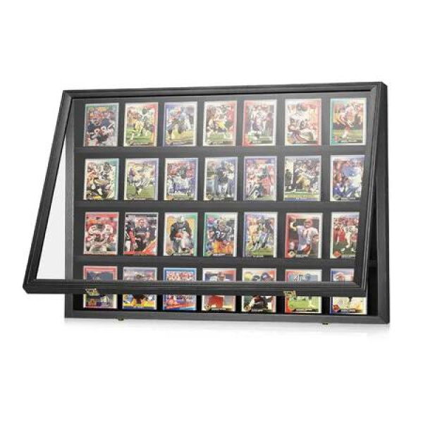Sports Card Display Case UV Graded Wall Mounted Cabinet NBA Basketball Football Baseball Hockey PSA Comic Pokemon Game Trading Cards Holder Lockable