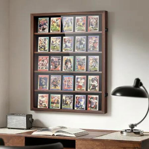 Sports Card Display Holder Graded Case Wall Mounted Cabinet for NBA Basketball Football Baseball Hockey PSA Comic Pokemon Game Trading Cards Lockable