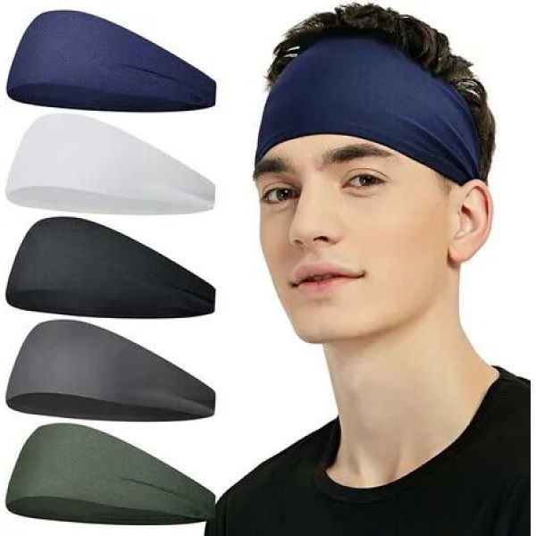 Sports Headbands: 5-Pack Moisture Wicking Workout Headbands for Men and Women